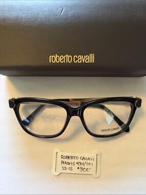 Roberto Cavalli Black Glossy Cat-Eye Optical Frames